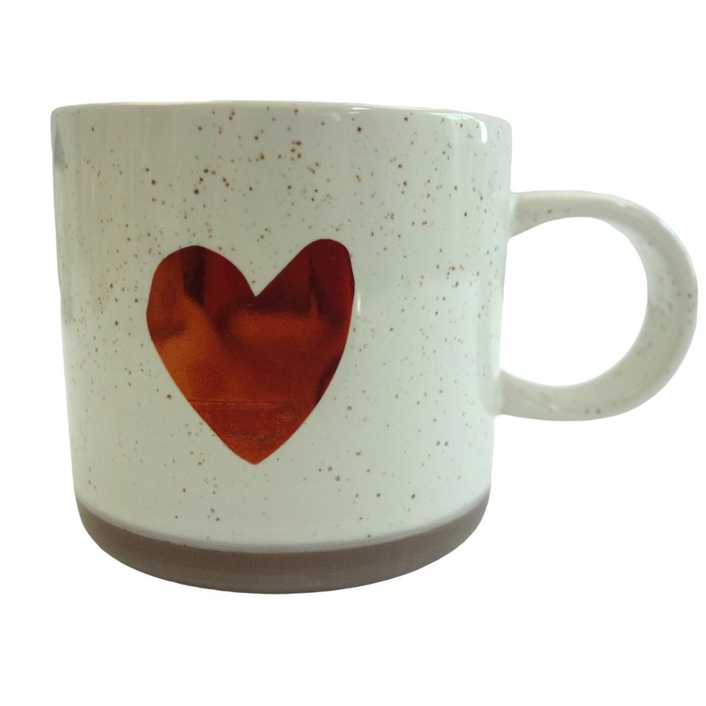 Starbucks 2017 Speckled Ceramic Metallic Heart Matte Bottom Coffee Cup Mug 12 Oz